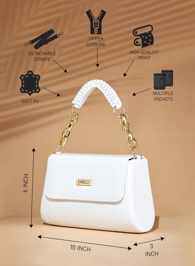 Fargo PU Women's Sling Bag Handbag For Women (White) - Image 3